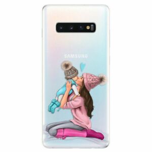 Odolné silikonové pouzdro iSaprio - Kissing Mom - Brunette and Boy - Samsung Galaxy S10+ obraz