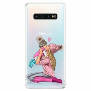 Odolné silikonové pouzdro iSaprio - Kissing Mom - Blond and Girl - Samsung Galaxy S10+ obraz