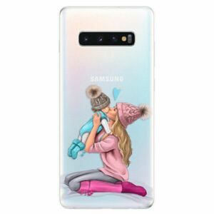 Odolné silikonové pouzdro iSaprio - Kissing Mom - Blond and Boy - Samsung Galaxy S10+ obraz