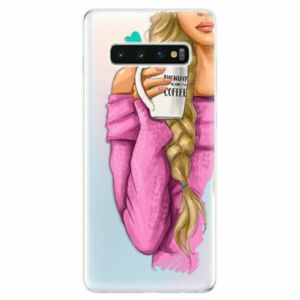 Odolné silikonové pouzdro iSaprio - My Coffe and Blond Girl - Samsung Galaxy S10+ obraz