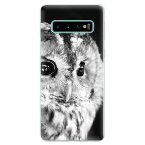 Odolné silikonové pouzdro iSaprio - BW Owl - Samsung Galaxy S10 obraz
