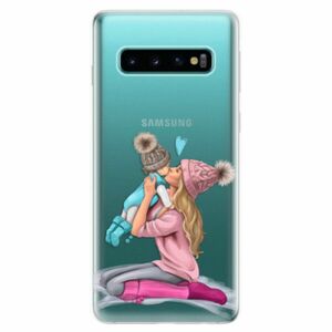 Odolné silikonové pouzdro iSaprio - Kissing Mom - Blond and Boy - Samsung Galaxy S10 obraz