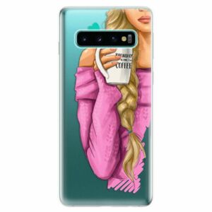 Odolné silikonové pouzdro iSaprio - My Coffe and Blond Girl - Samsung Galaxy S10 obraz