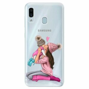 Silikonové pouzdro iSaprio - Kissing Mom - Brunette and Girl - Samsung Galaxy A30 obraz