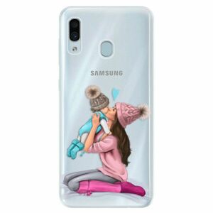 Silikonové pouzdro iSaprio - Kissing Mom - Brunette and Boy - Samsung Galaxy A30 obraz
