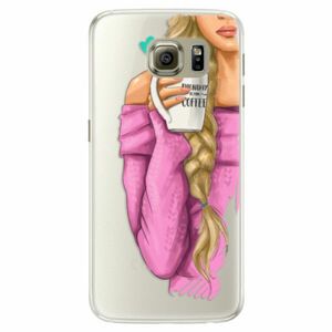 Silikonové pouzdro iSaprio - My Coffe and Blond Girl - Samsung Galaxy S6 Edge obraz