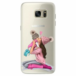 Silikonové pouzdro iSaprio - Kissing Mom - Brunette and Girl - Samsung Galaxy S7 Edge obraz