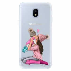 Silikonové pouzdro iSaprio - Kissing Mom - Brunette and Girl - Samsung Galaxy J3 2017 obraz