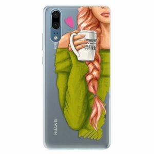 Silikonové pouzdro iSaprio - My Coffe and Redhead Girl - Huawei P20 obraz