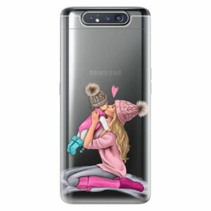 Odolné silikonové pouzdro iSaprio - Kissing Mom - Blond and Girl - Samsung Galaxy A80 obraz