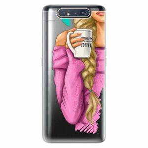 Odolné silikonové pouzdro iSaprio - My Coffe and Blond Girl - Samsung Galaxy A80 obraz