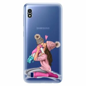 Odolné silikonové pouzdro iSaprio - Kissing Mom - Brunette and Girl - Samsung Galaxy A10 obraz