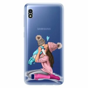 Odolné silikonové pouzdro iSaprio - Kissing Mom - Brunette and Boy - Samsung Galaxy A10 obraz