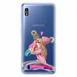 Odolné silikonové pouzdro iSaprio - Kissing Mom - Blond and Girl - Samsung Galaxy A10 obraz