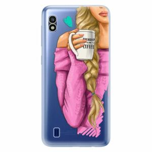 Odolné silikonové pouzdro iSaprio - My Coffe and Blond Girl - Samsung Galaxy A10 obraz