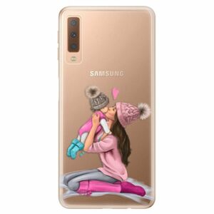 Odolné silikonové pouzdro iSaprio - Kissing Mom - Brunette and Girl - Samsung Galaxy A7 (2018) obraz