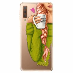 Odolné silikonové pouzdro iSaprio - My Coffe and Redhead Girl - Samsung Galaxy A7 (2018) obraz