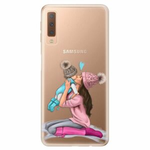 Odolné silikonové pouzdro iSaprio - Kissing Mom - Brunette and Boy - Samsung Galaxy A7 (2018) obraz