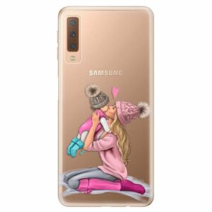 Odolné silikonové pouzdro iSaprio - Kissing Mom - Blond and Girl - Samsung Galaxy A7 (2018) obraz