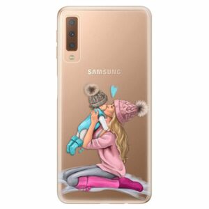 Odolné silikonové pouzdro iSaprio - Kissing Mom - Blond and Boy - Samsung Galaxy A7 (2018) obraz
