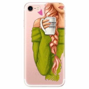Odolné silikonové pouzdro iSaprio - My Coffe and Redhead Girl - iPhone 7 obraz