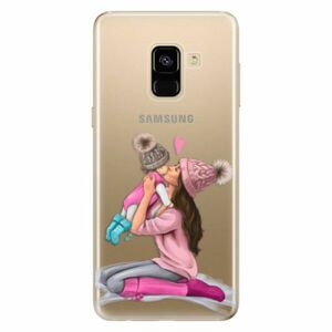 Odolné silikonové pouzdro iSaprio - Kissing Mom - Brunette and Girl - Samsung Galaxy A8 2018 obraz