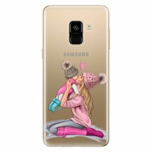 Odolné silikonové pouzdro iSaprio - Kissing Mom - Blond and Girl - Samsung Galaxy A8 2018 obraz