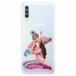 Odolné silikonové pouzdro iSaprio - Kissing Mom - Brunette and Girl - Samsung Galaxy A50 obraz