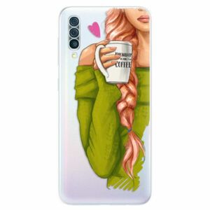 Odolné silikonové pouzdro iSaprio - My Coffe and Redhead Girl - Samsung Galaxy A50 obraz