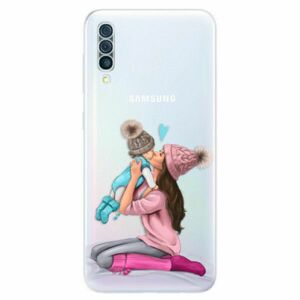 Odolné silikonové pouzdro iSaprio - Kissing Mom - Brunette and Boy - Samsung Galaxy A50 obraz