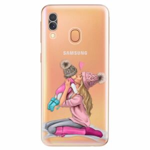 Odolné silikonové pouzdro iSaprio - Kissing Mom - Blond and Girl - Samsung Galaxy A40 obraz