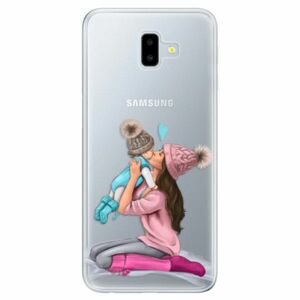 Odolné silikonové pouzdro iSaprio - Kissing Mom - Brunette and Boy - Samsung Galaxy J6+ obraz