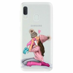 Odolné silikonové pouzdro iSaprio - Kissing Mom - Brunette and Girl - Samsung Galaxy A20e obraz