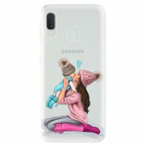 Odolné silikonové pouzdro iSaprio - Kissing Mom - Brunette and Boy - Samsung Galaxy A20e obraz