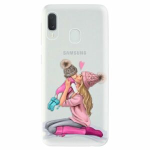Odolné silikonové pouzdro iSaprio - Kissing Mom - Blond and Girl - Samsung Galaxy A20e obraz