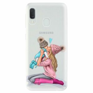 Odolné silikonové pouzdro iSaprio - Kissing Mom - Blond and Boy - Samsung Galaxy A20e obraz