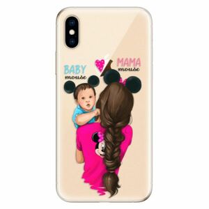 Odolné silikonové pouzdro iSaprio - Mama Mouse Brunette and Boy - iPhone XS obraz