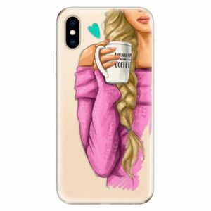 Odolné silikonové pouzdro iSaprio - My Coffe and Blond Girl - iPhone XS obraz