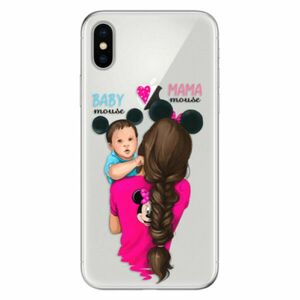 Odolné silikonové pouzdro iSaprio - Mama Mouse Brunette and Boy - iPhone X obraz