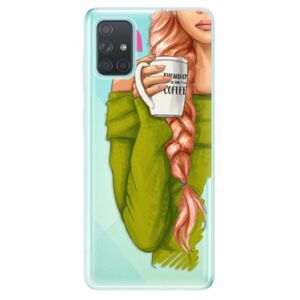 Odolné silikonové pouzdro iSaprio - My Coffe and Redhead Girl - Samsung Galaxy A71 obraz