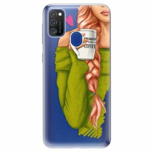 Odolné silikonové pouzdro iSaprio - My Coffe and Redhead Girl - Samsung Galaxy M21 obraz