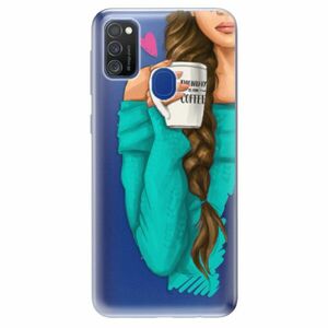 Odolné silikonové pouzdro iSaprio - My Coffe and Brunette Girl - Samsung Galaxy M21 obraz