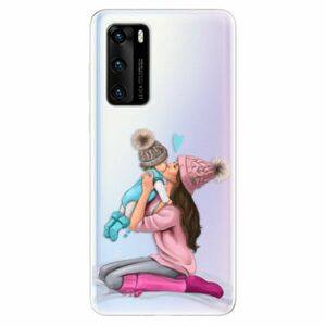 Odolné silikonové pouzdro iSaprio - Kissing Mom - Brunette and Boy - Huawei P40 obraz