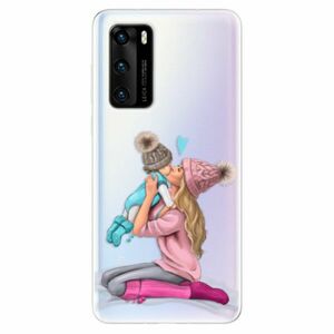 Odolné silikonové pouzdro iSaprio - Kissing Mom - Blond and Boy - Huawei P40 obraz