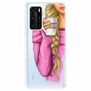 Odolné silikonové pouzdro iSaprio - My Coffe and Blond Girl - Huawei P40 obraz