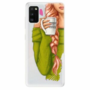 Odolné silikonové pouzdro iSaprio - My Coffe and Redhead Girl - Samsung Galaxy A41 obraz