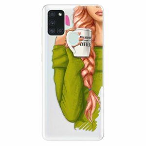 Odolné silikonové pouzdro iSaprio - My Coffe and Redhead Girl - Samsung Galaxy A21s obraz