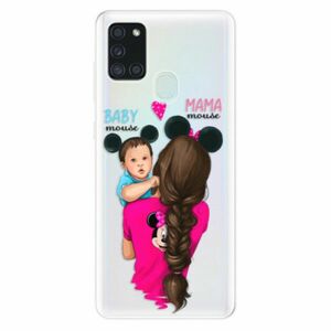 Odolné silikonové pouzdro iSaprio - Mama Mouse Brunette and Boy - Samsung Galaxy A21s obraz