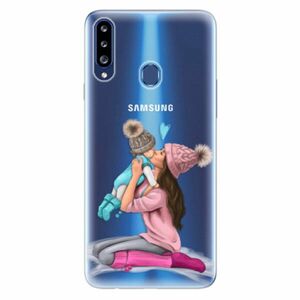 Odolné silikonové pouzdro iSaprio - Kissing Mom - Brunette and Boy - Samsung Galaxy A20s obraz