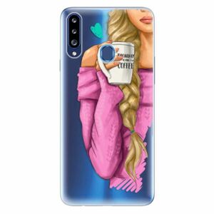Odolné silikonové pouzdro iSaprio - My Coffe and Blond Girl - Samsung Galaxy A20s obraz